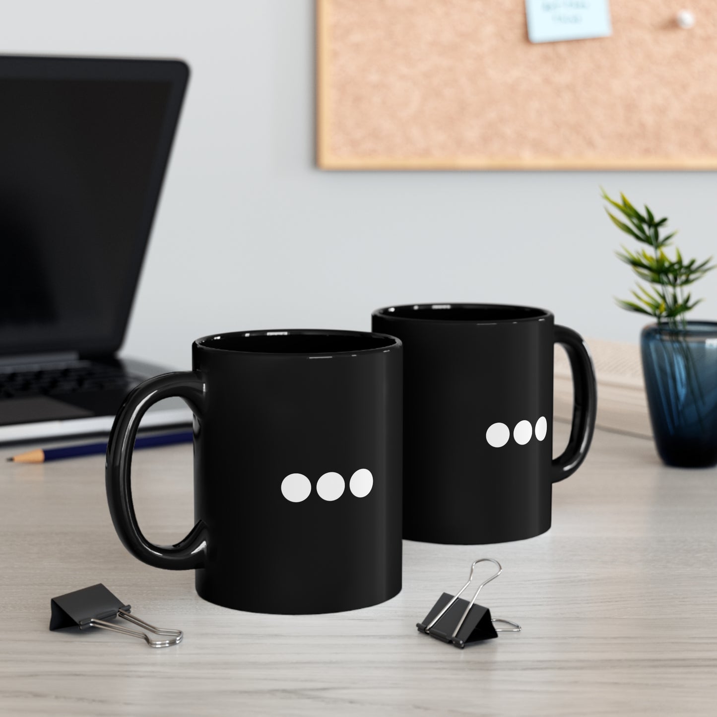 Dot Dot Dot - White Dots on Black Mug (11oz)