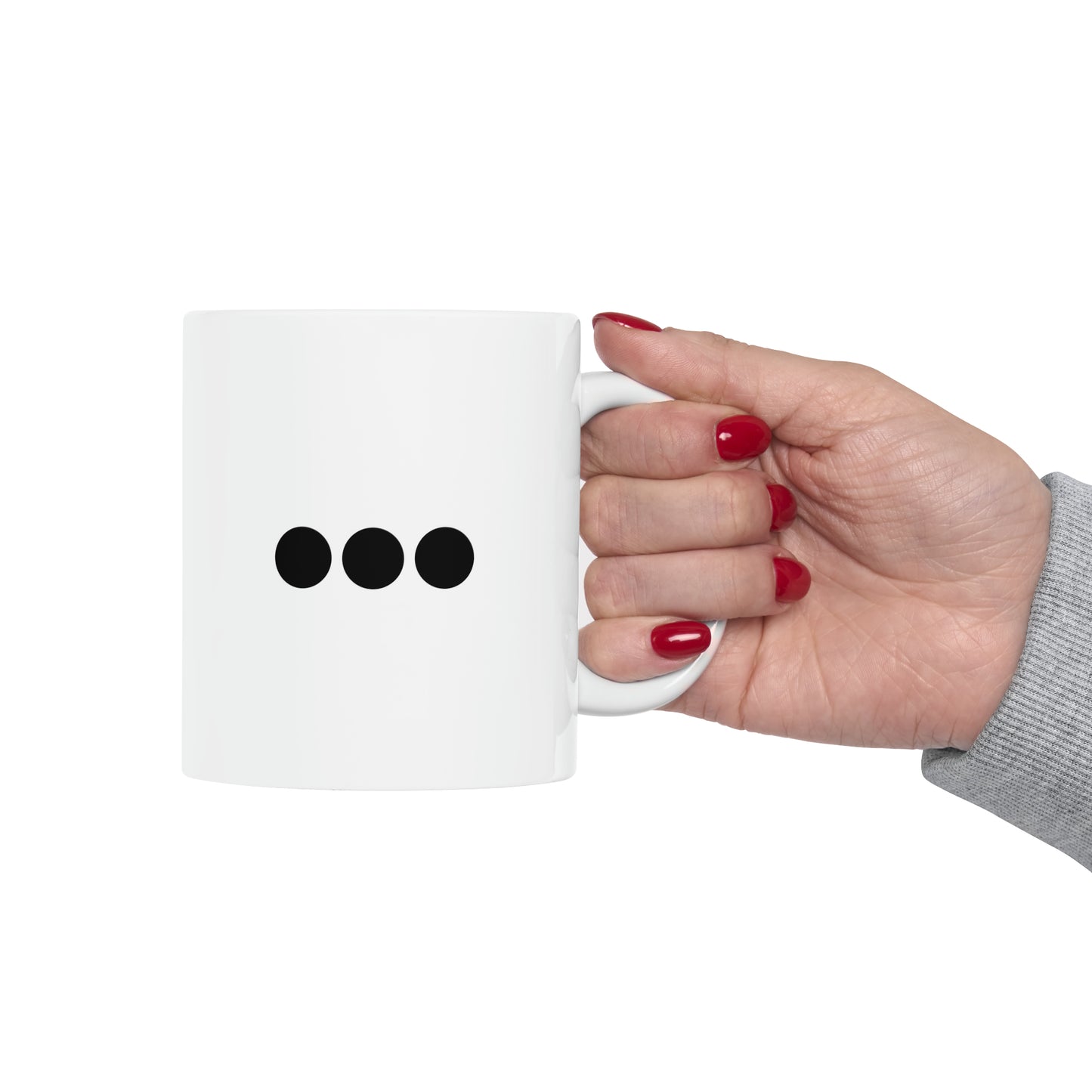 Dot Dot Dot - Black Dots on Double White Ceramic Mug 11oz