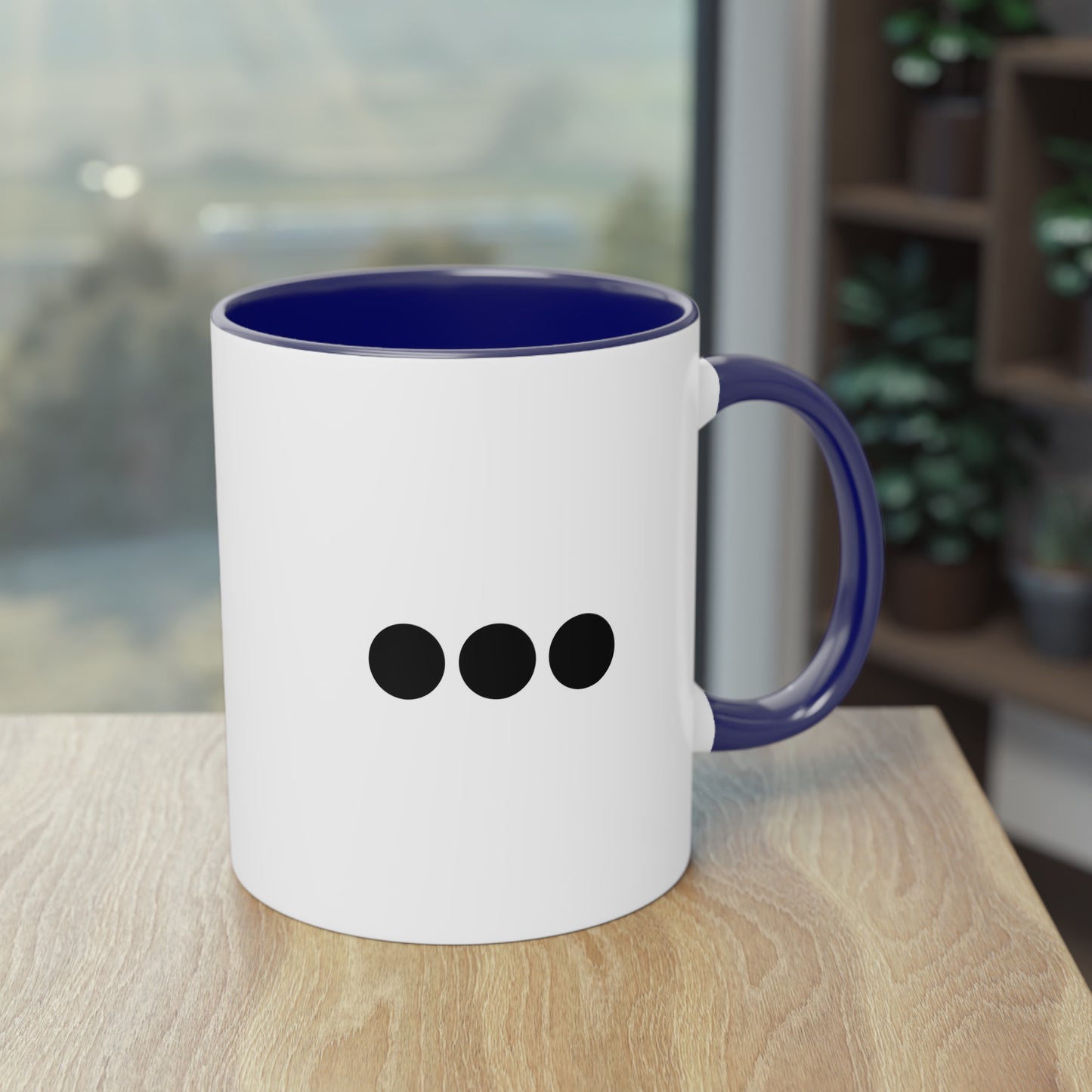 Dot Dot Dot - Black Dots on White - Two-Tone Coffee Mug (11oz)