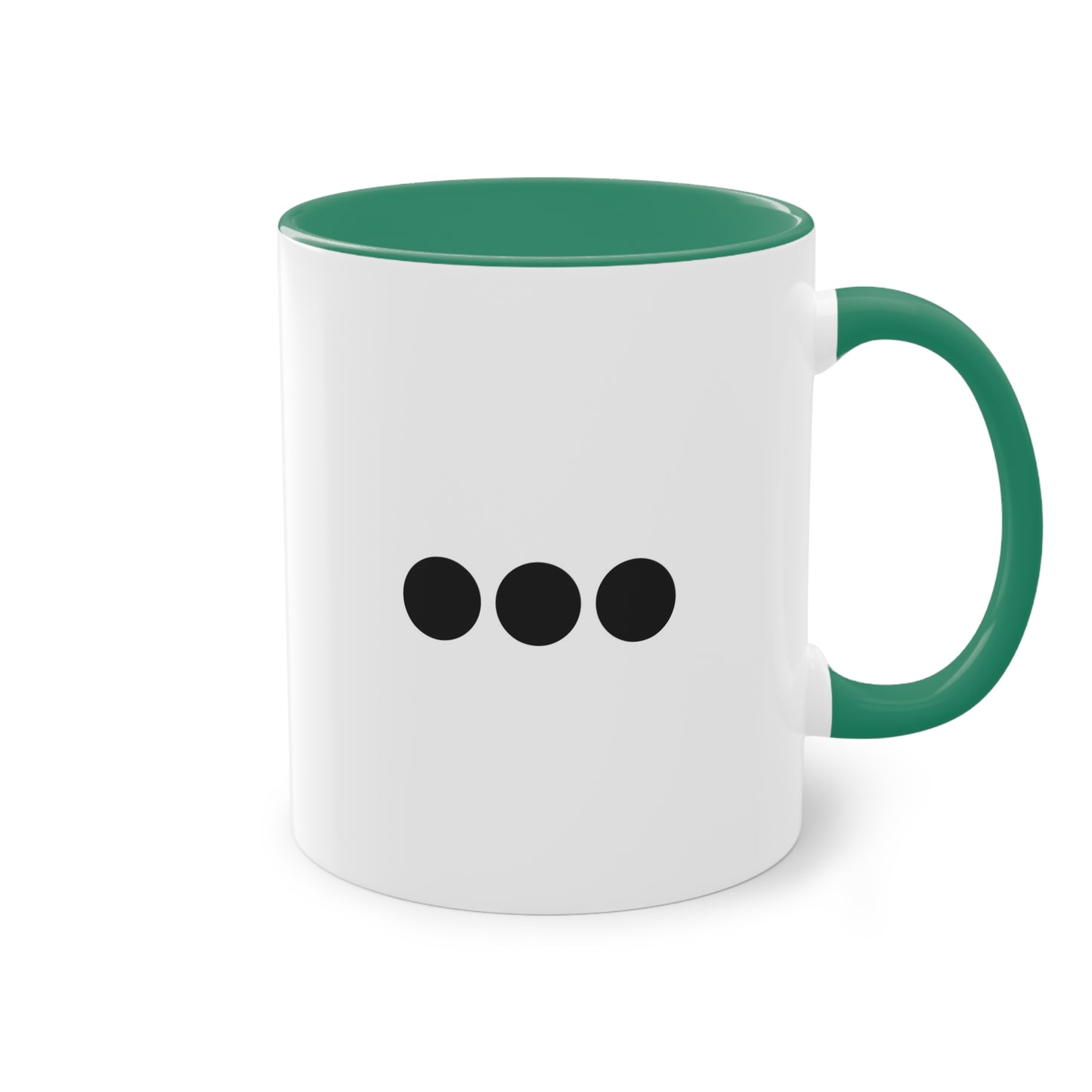 Dot Dot Dot - Black Dots on White - Two-Tone Coffee Mug (11oz)