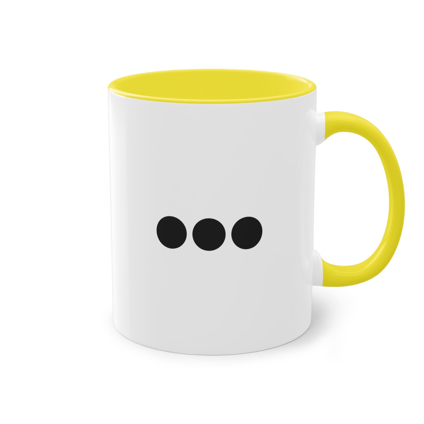 Dot Dot Dot - Black Dots on White - Two-Tone Coffee Mug (11oz)