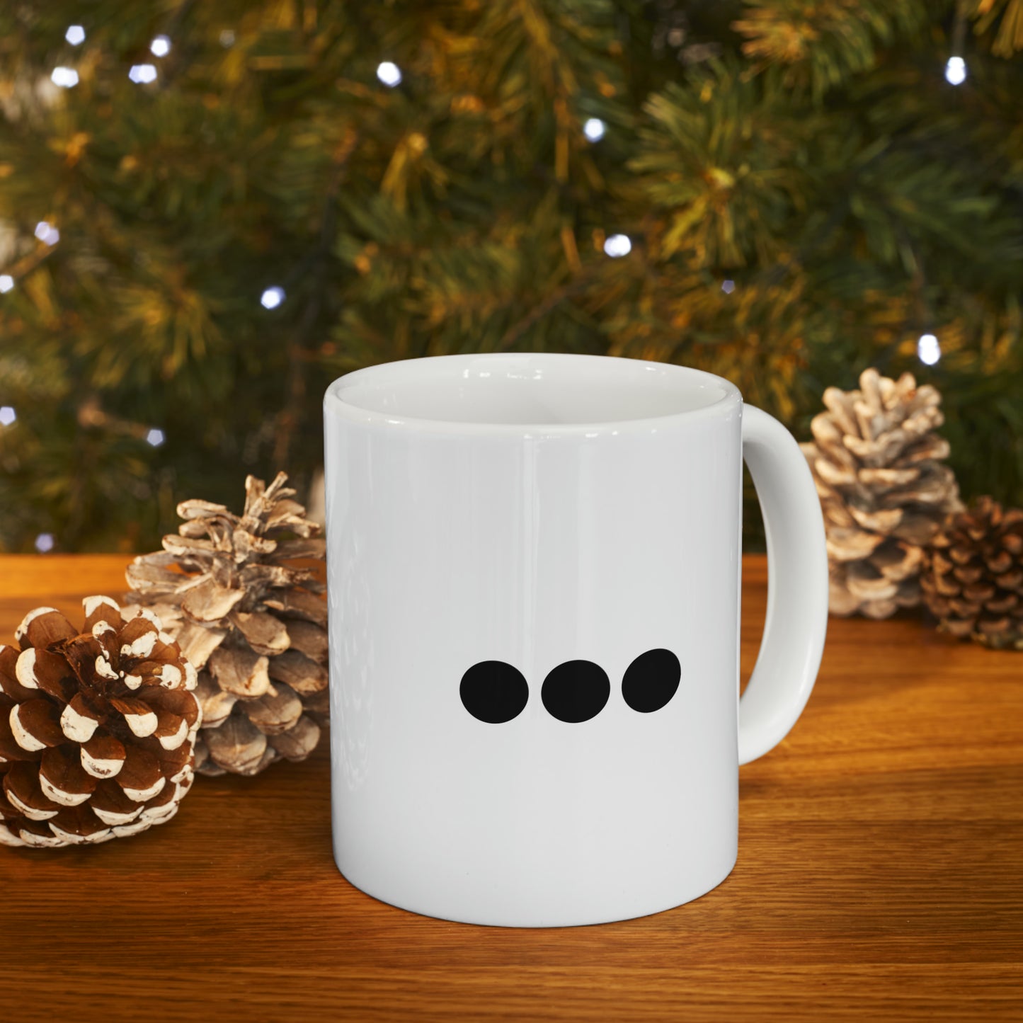 Dot Dot Dot - Black Dots on Double White Ceramic Mug 11oz