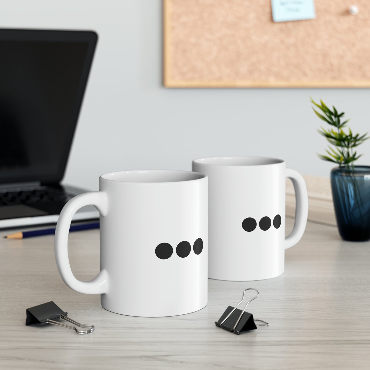 Dot Dot Dot - Black Dots on Double White Ceramic Mug 11oz