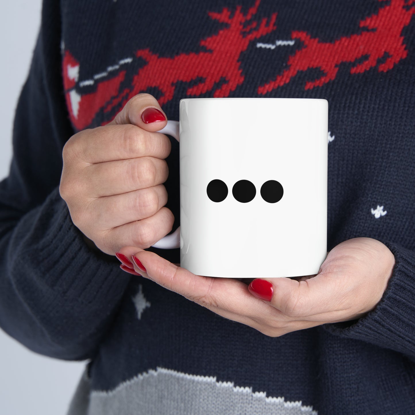 Dot Dot Dot - Black Dots on Double White Ceramic Mug 11oz