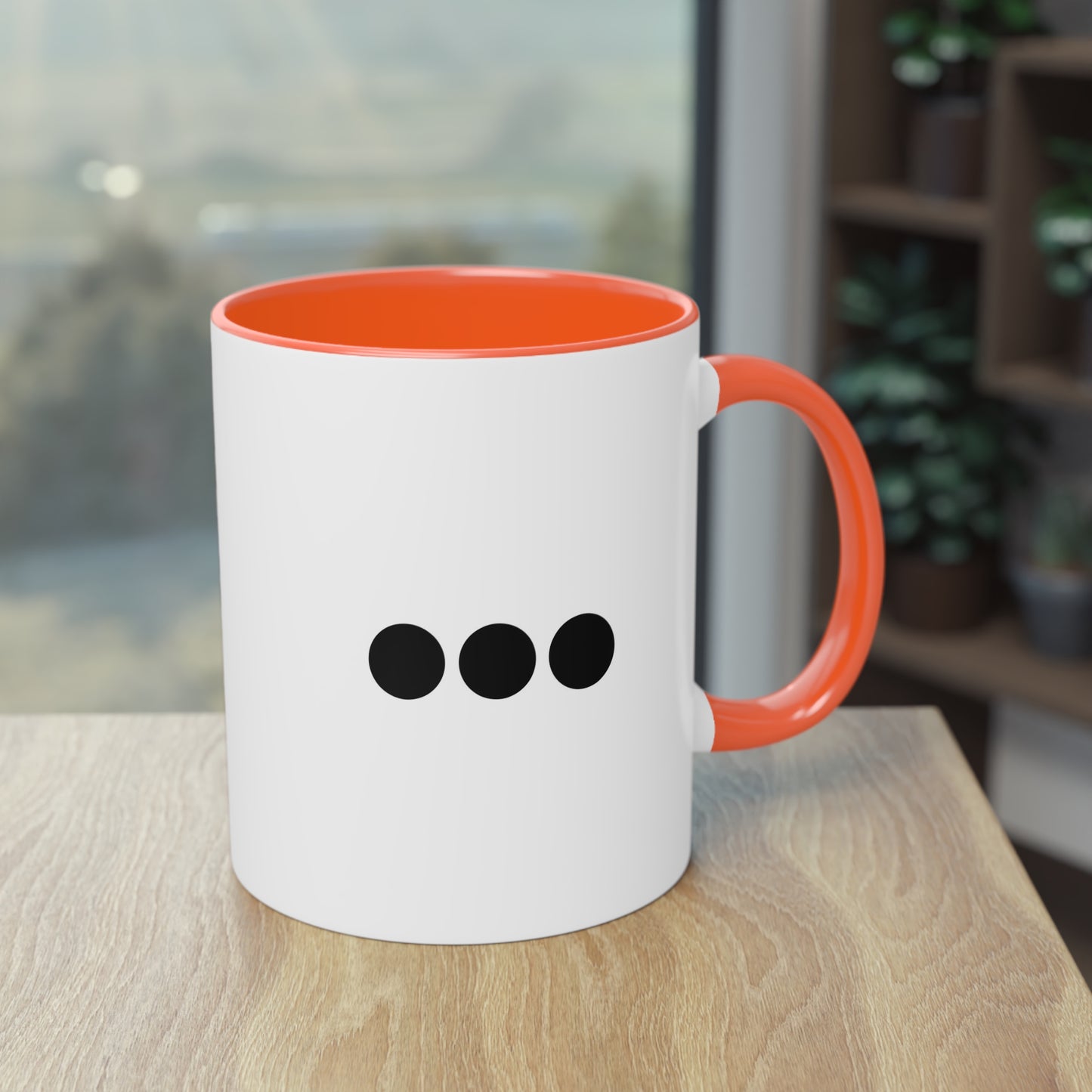 Dot Dot Dot - Black Dots on White - Two-Tone Coffee Mug (11oz)