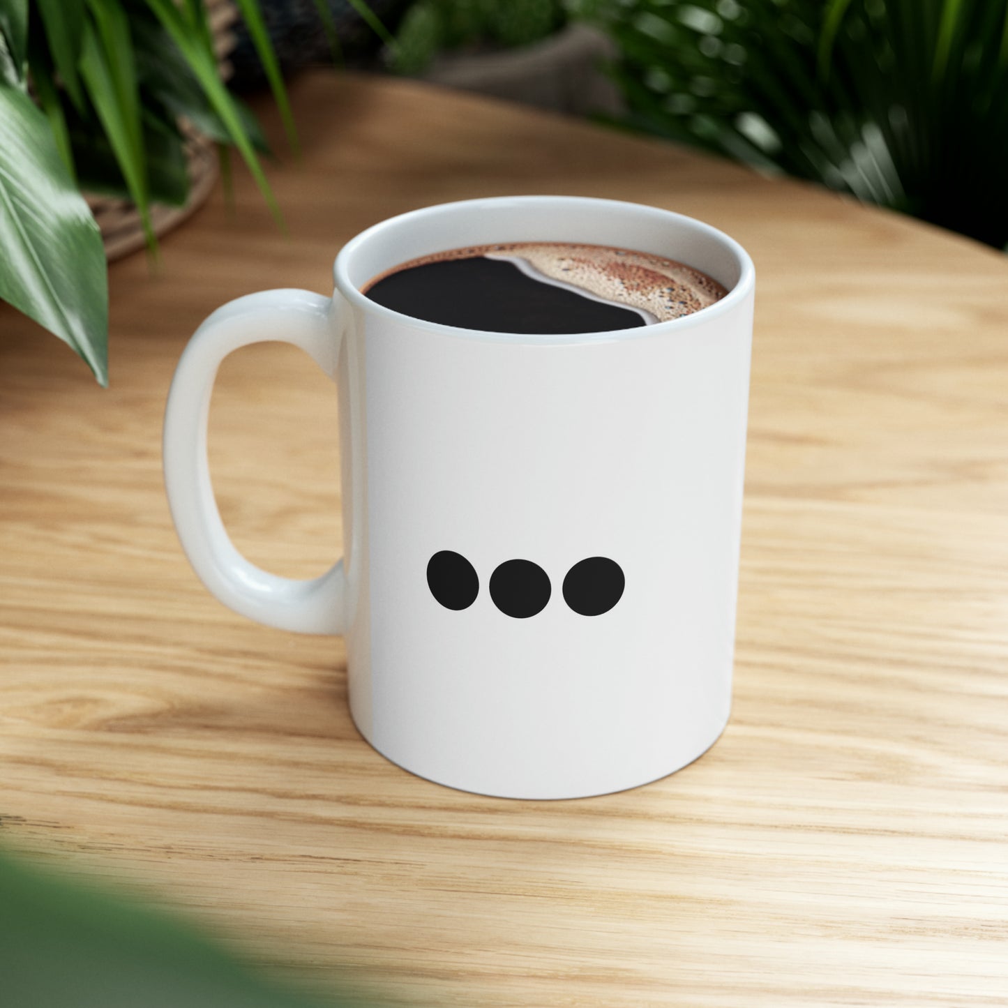 Dot Dot Dot - Black Dots on Double White Ceramic Mug 11oz