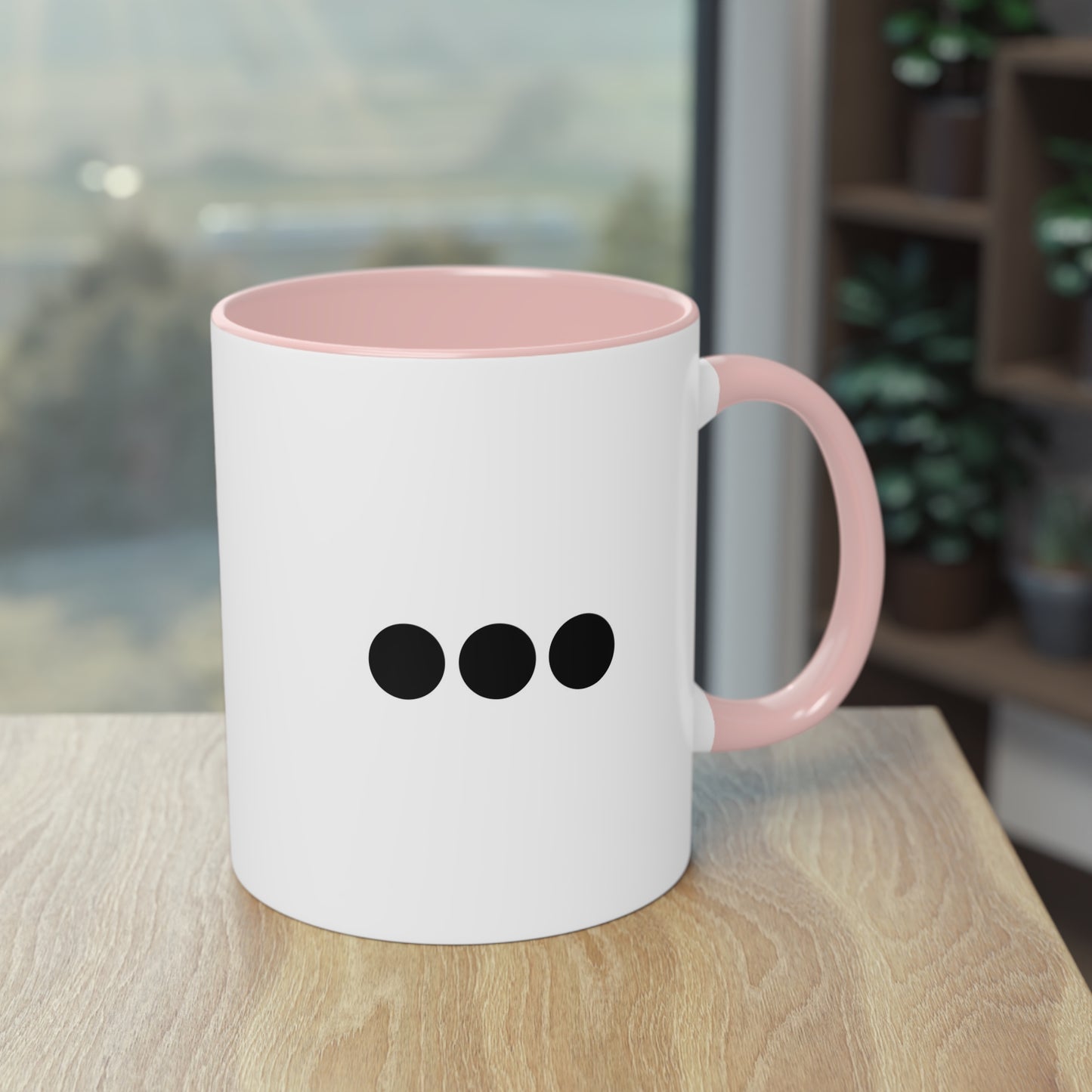 Dot Dot Dot - Black Dots on White - Two-Tone Coffee Mug (11oz)