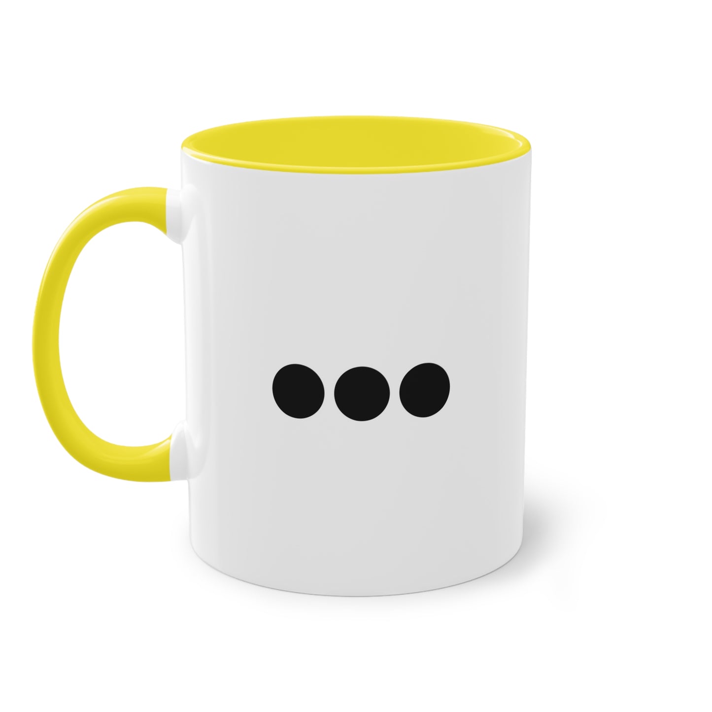 Dot Dot Dot - Black Dots on White - Two-Tone Coffee Mug (11oz)