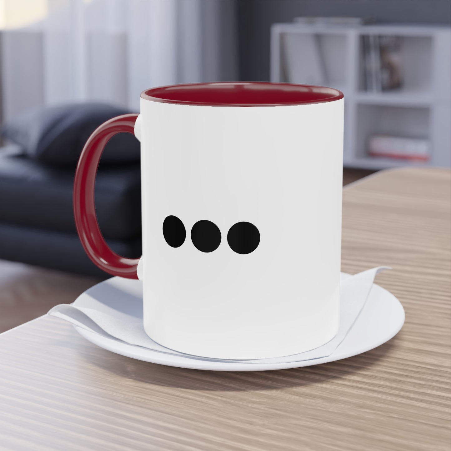 Dot Dot Dot - Black Dots on White - Two-Tone Coffee Mug (11oz)