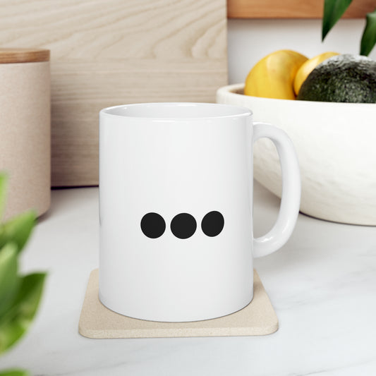 Dot Dot Dot - Black Dots on Double White Ceramic Mug 11oz