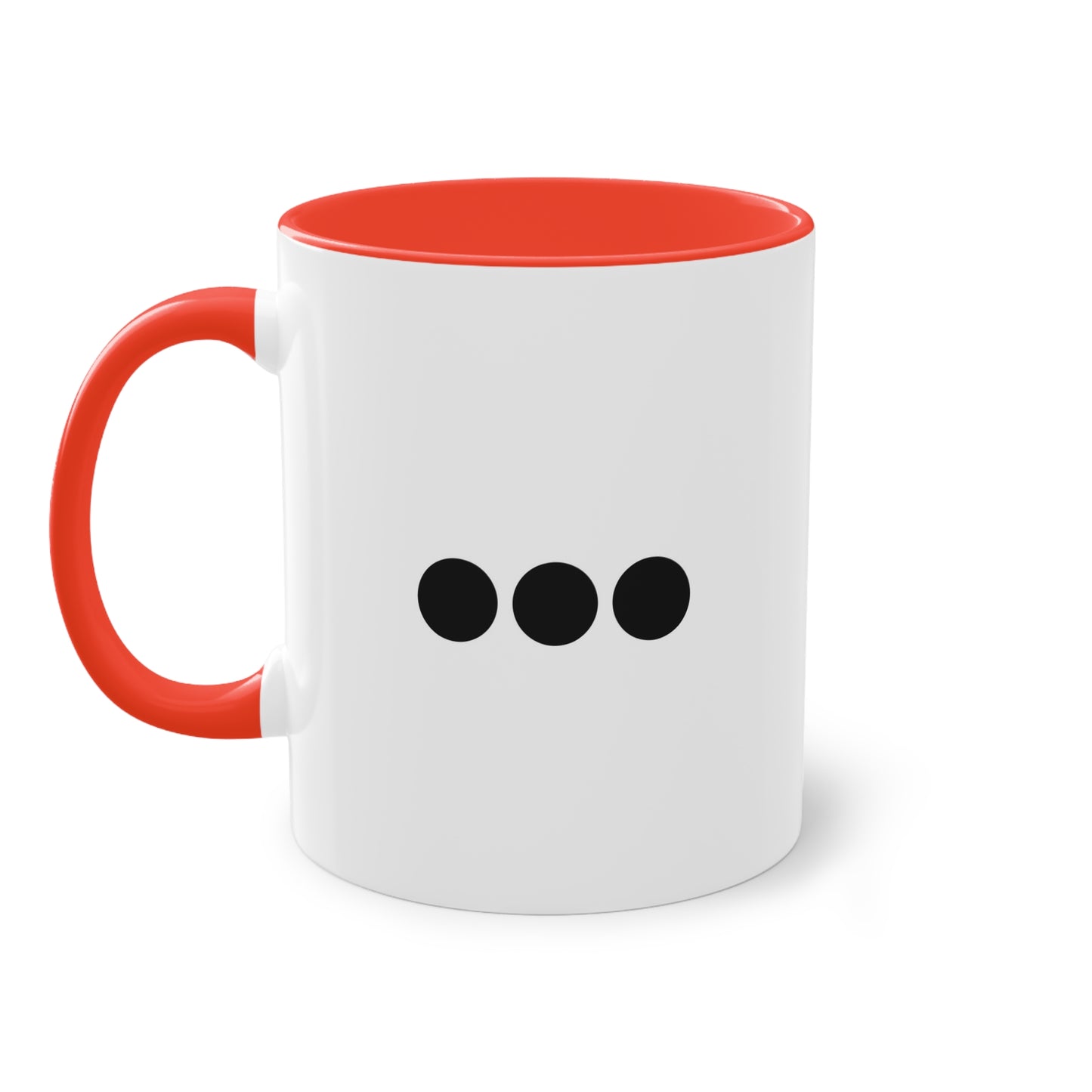 Dot Dot Dot - Black Dots on White - Two-Tone Coffee Mug (11oz)