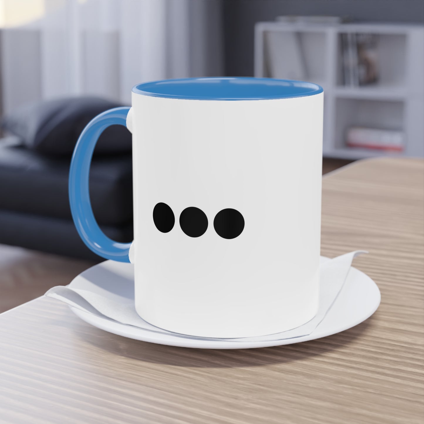 Dot Dot Dot - Black Dots on White - Two-Tone Coffee Mug (11oz)