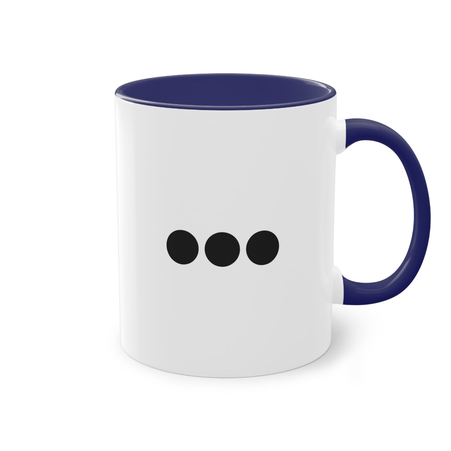 Dot Dot Dot - Black Dots on White - Two-Tone Coffee Mug (11oz)