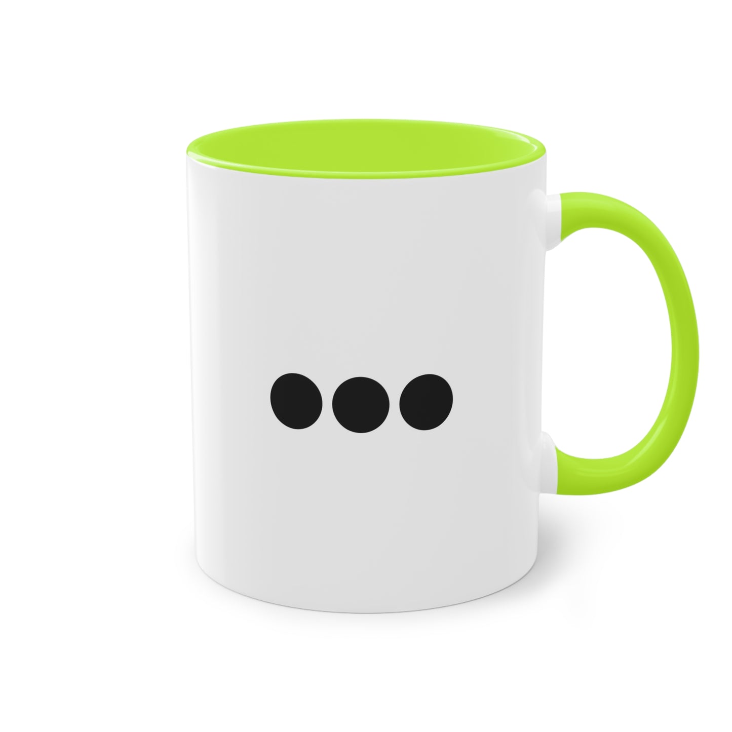 Dot Dot Dot - Black Dots on White - Two-Tone Coffee Mug (11oz)