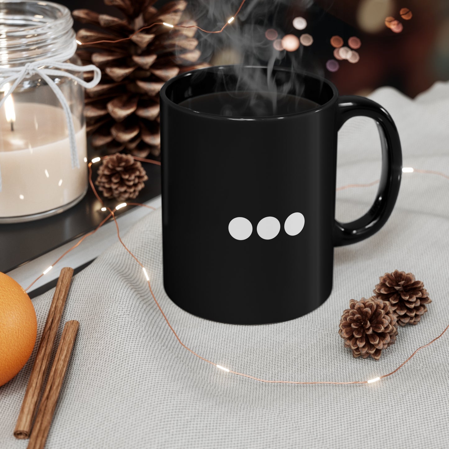 Dot Dot Dot - White Dots on Black Mug (11oz)