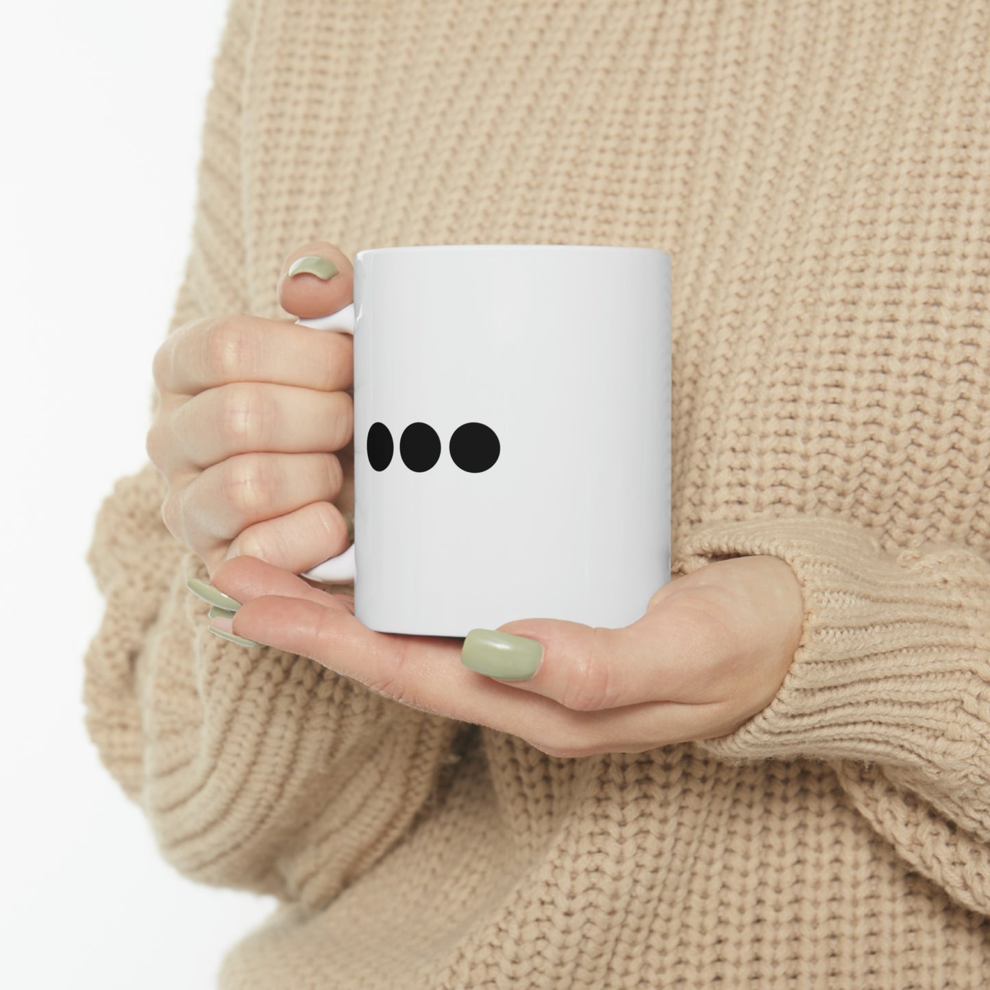 Dot Dot Dot - Black Dots on Double White Ceramic Mug 11oz