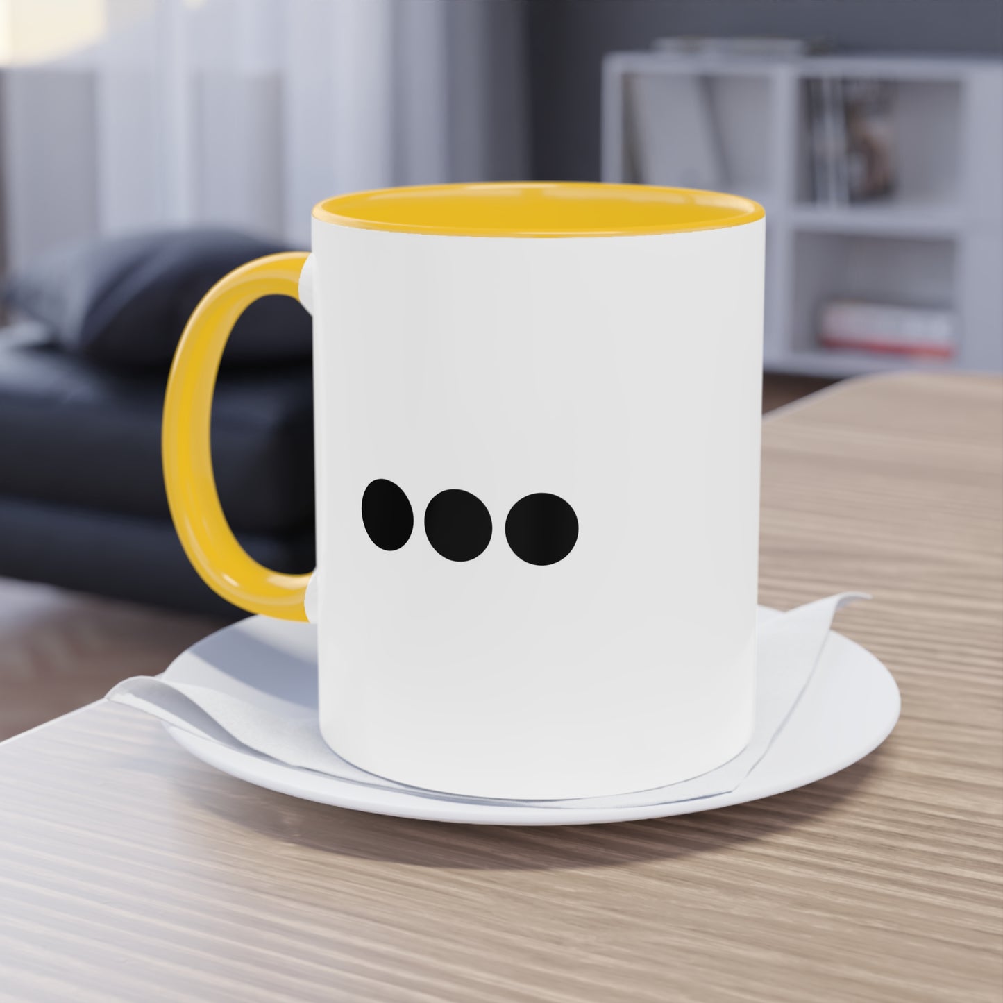 Dot Dot Dot - Black Dots on White - Two-Tone Coffee Mug (11oz)