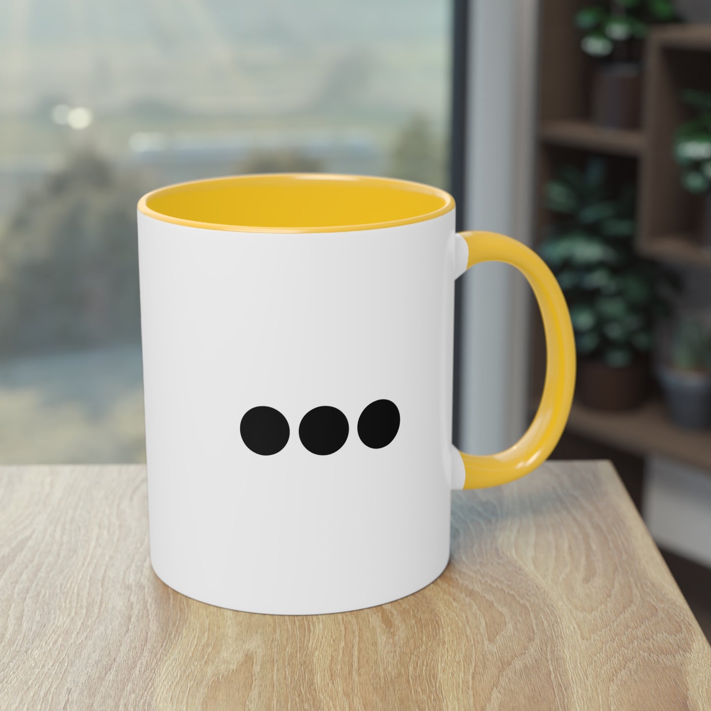 Dot Dot Dot - Black Dots on White - Two-Tone Coffee Mug (11oz)