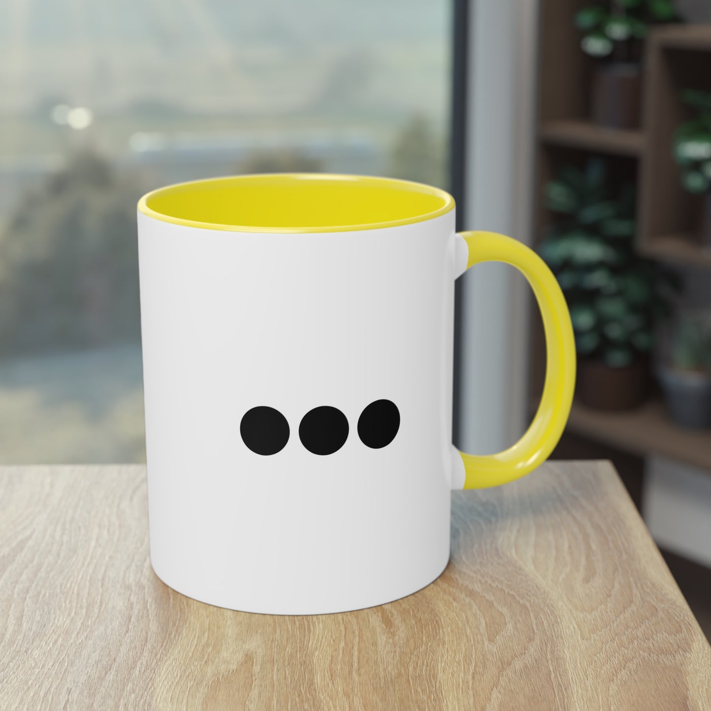 Dot Dot Dot - Black Dots on White - Two-Tone Coffee Mug (11oz)