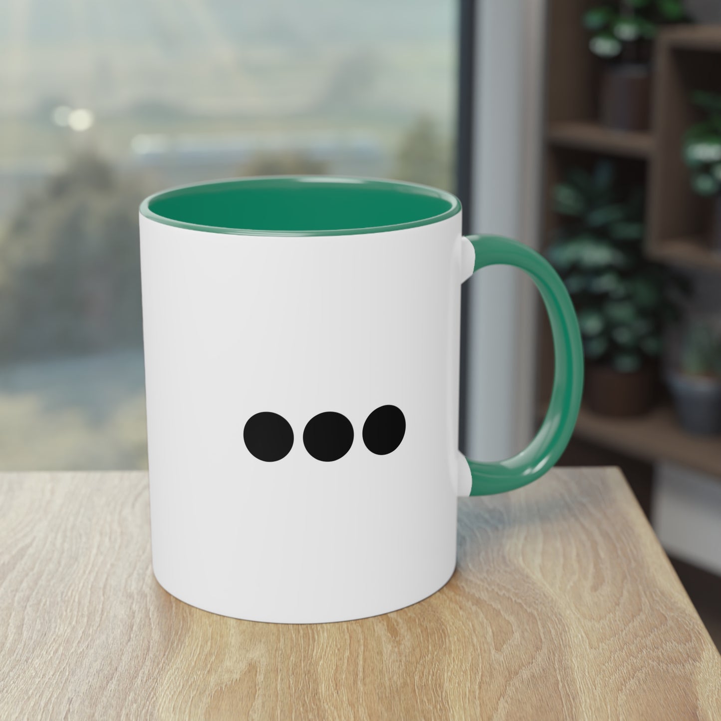 Dot Dot Dot - Black Dots on White - Two-Tone Coffee Mug (11oz)